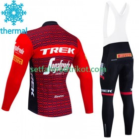 Trek-Segafredo Radbekleidung Radtrikot Langarm + Lang Trägerhose Winter Thermal Fleece 2023